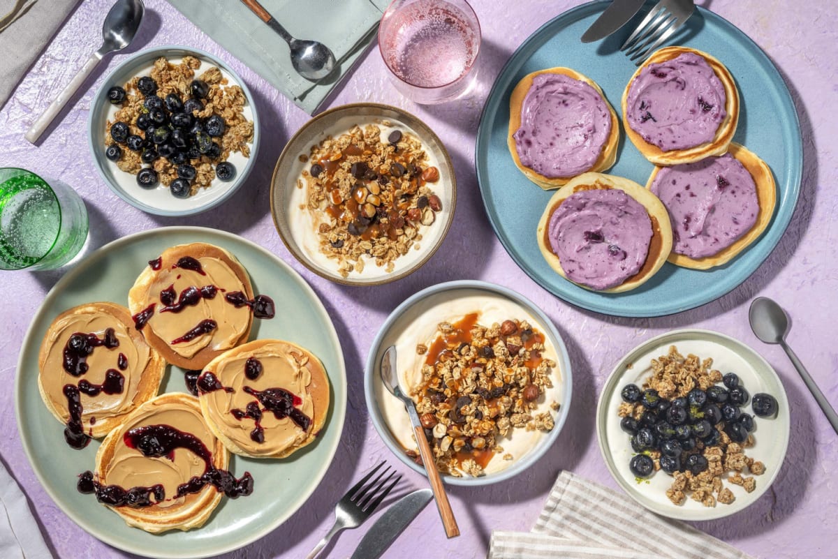 2 x PB n J Pancakes from the 4 Day Breakfast Plan Granola Yoghurt Bowls and Pancakes