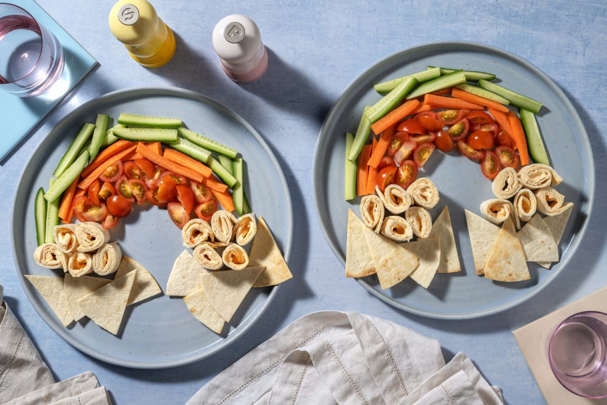 Kids' Veg Rainbow and Cream Cheese Tortilla Clouds