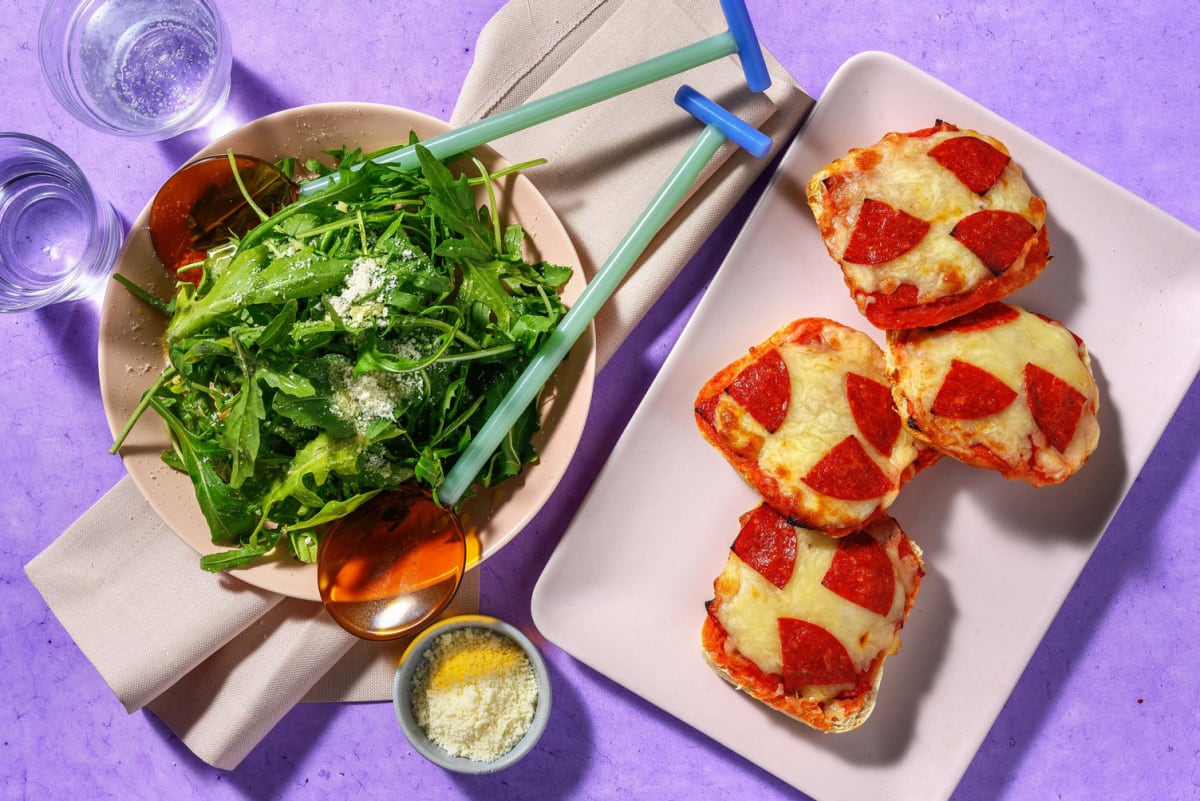 Mini Cheesy Chorizo Ciabatta Pizzas