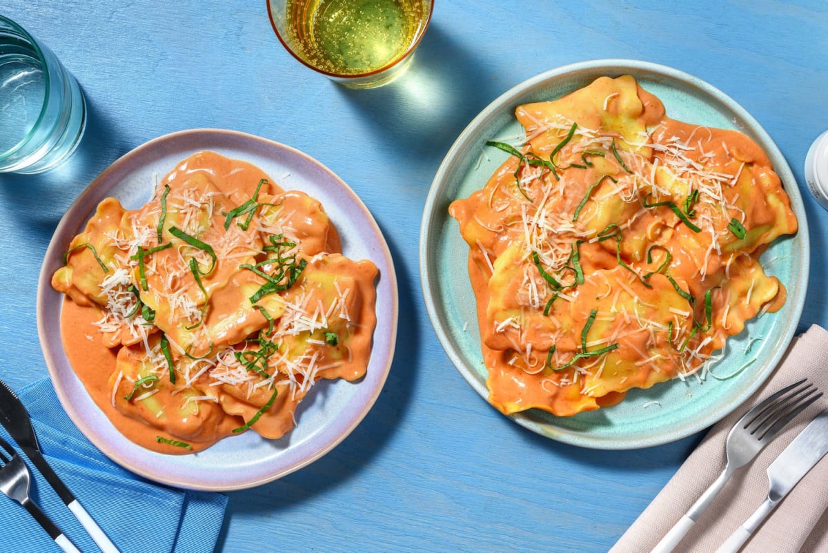 Ravioli en sauce au mascarpone à la tomate