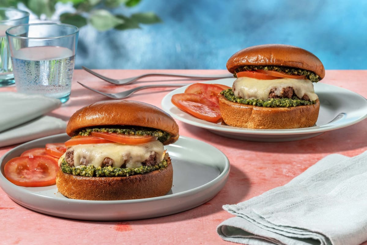 Cheeseburger au bœuf & pesto verde