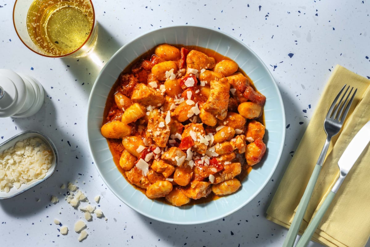 Poêlée de poulet, gnocchi & pesto rosso