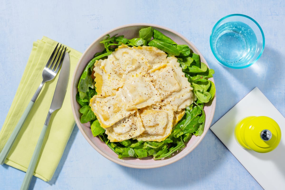 Ravioli aux girolles & crème de pecorino