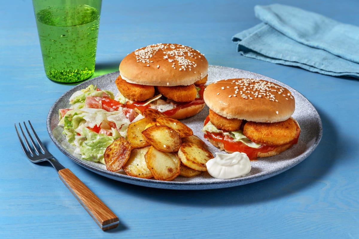 Mini-hamburgers met vegetarische nuggets