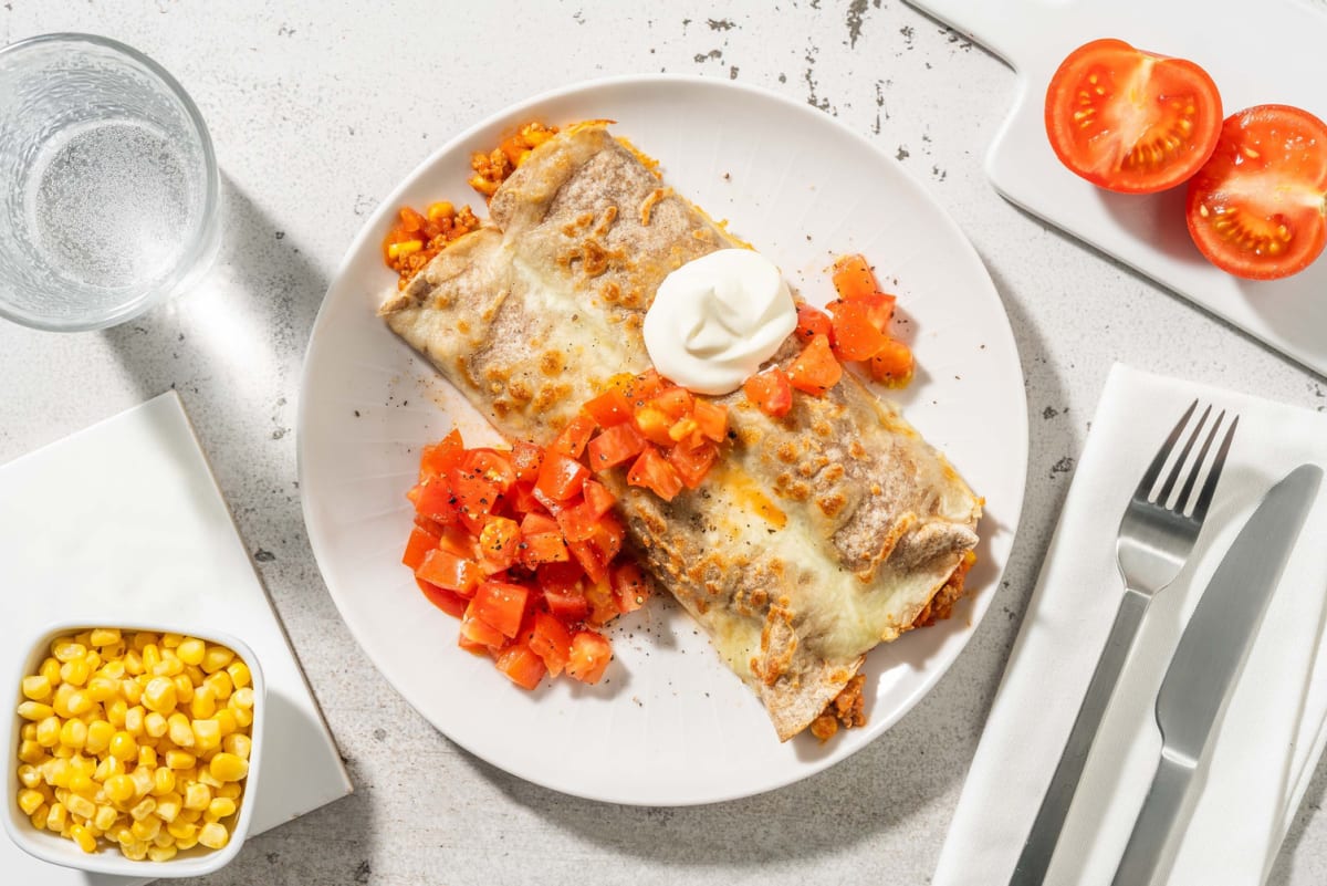 Volkoren enchilada's met kipgehakt