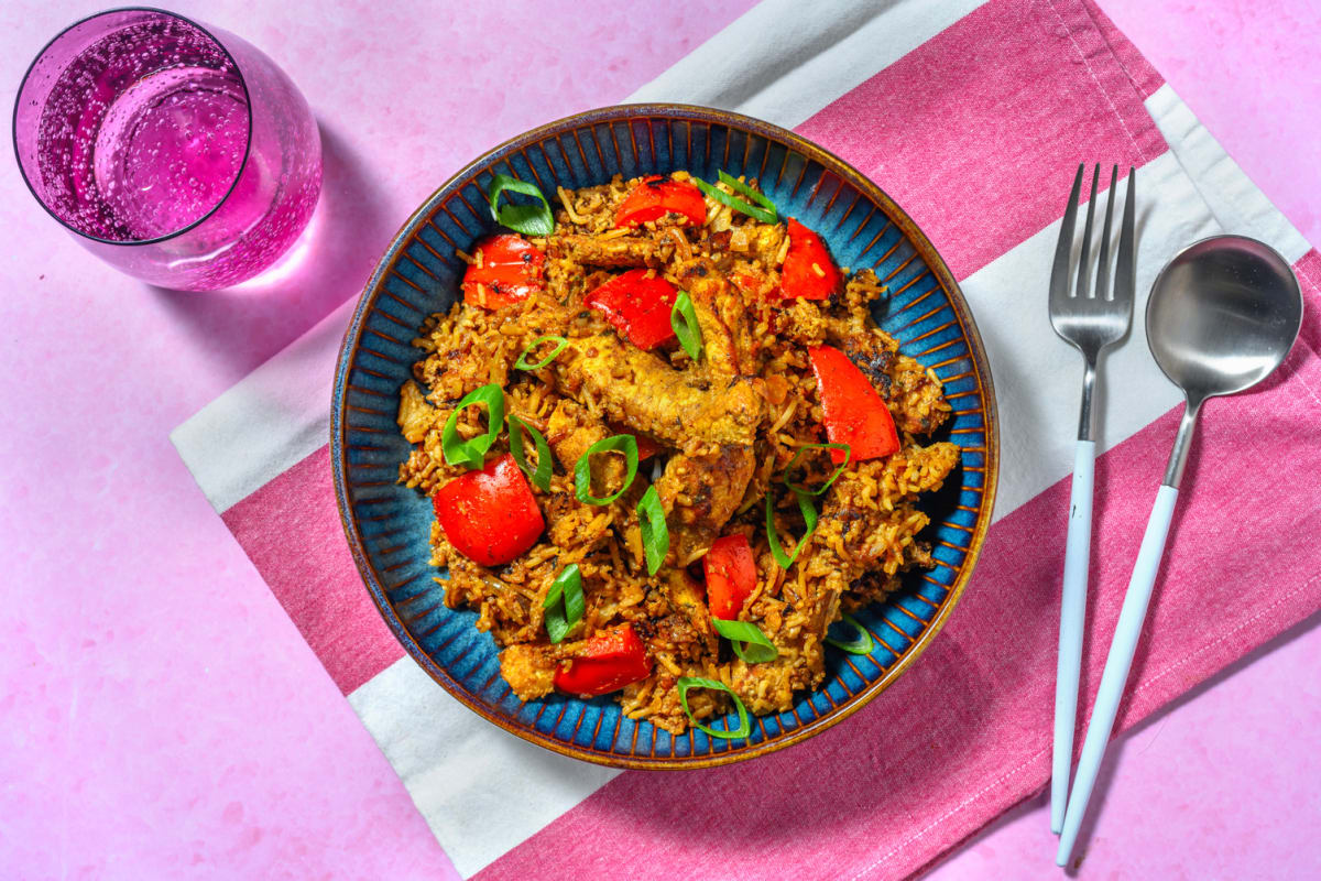 Arroz frito con lomo de cerdo