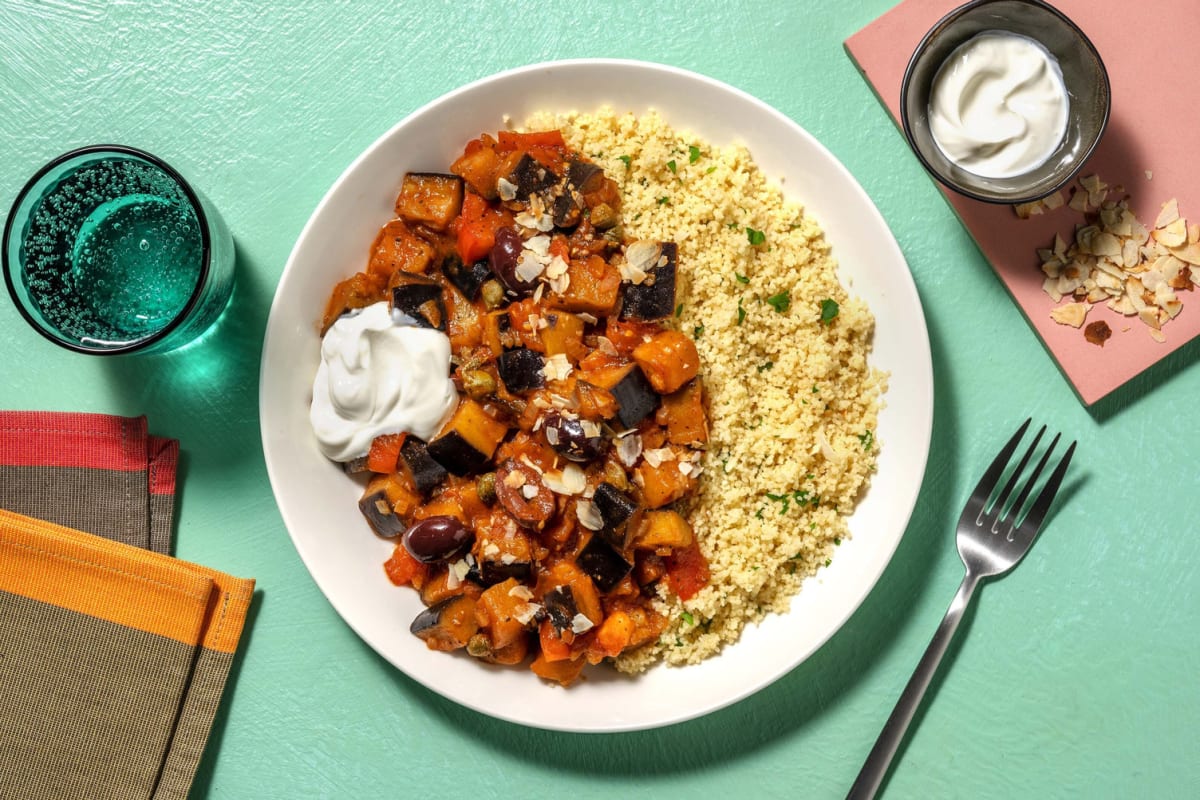 Caponata! Auberginenpfanne mit Perlencouscous