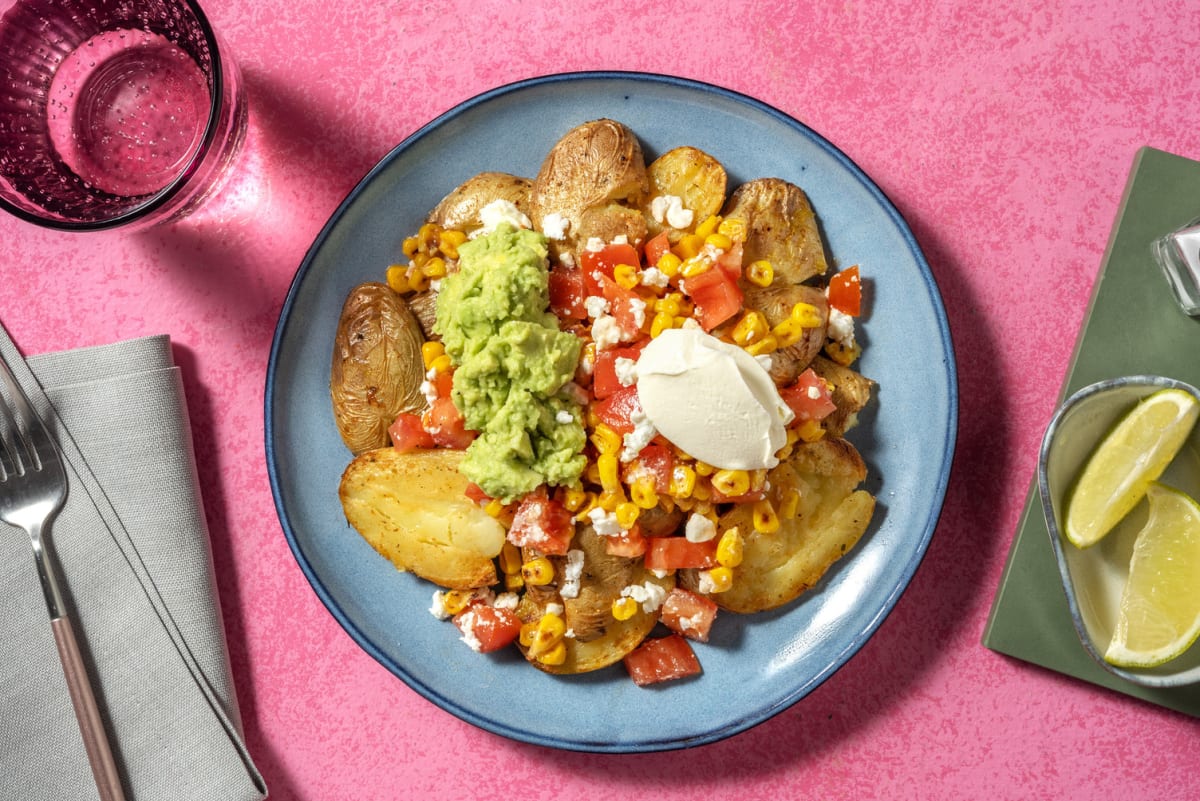 Loaded Bacon, Honey and Peri Peri Smashed Potatoes 