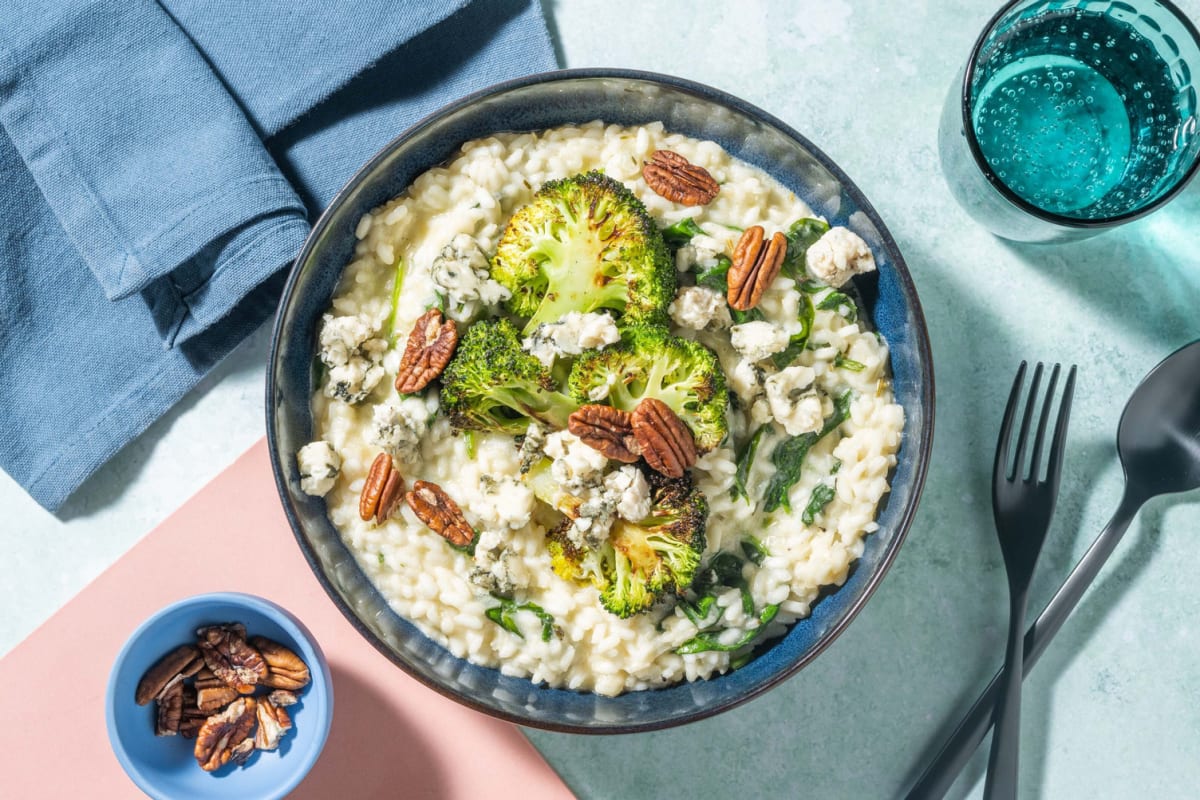 Oven-Baked Bacon, Blue Cheese and Broccoli Risotto 