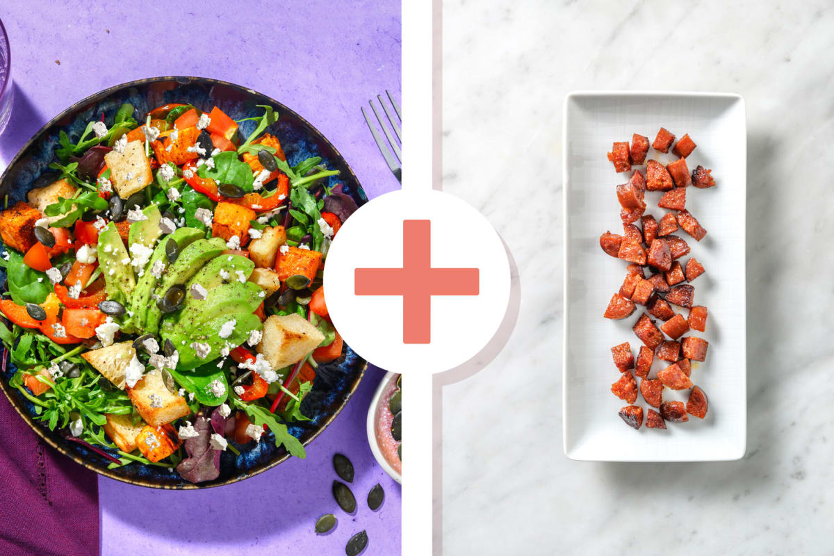 Warm Cajun Sweet Potato and Chorizo Salad