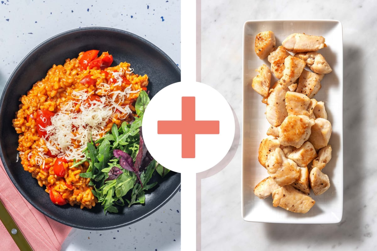 Super Cheesy Oven-Baked Tomato and Chicken Breast Risotto