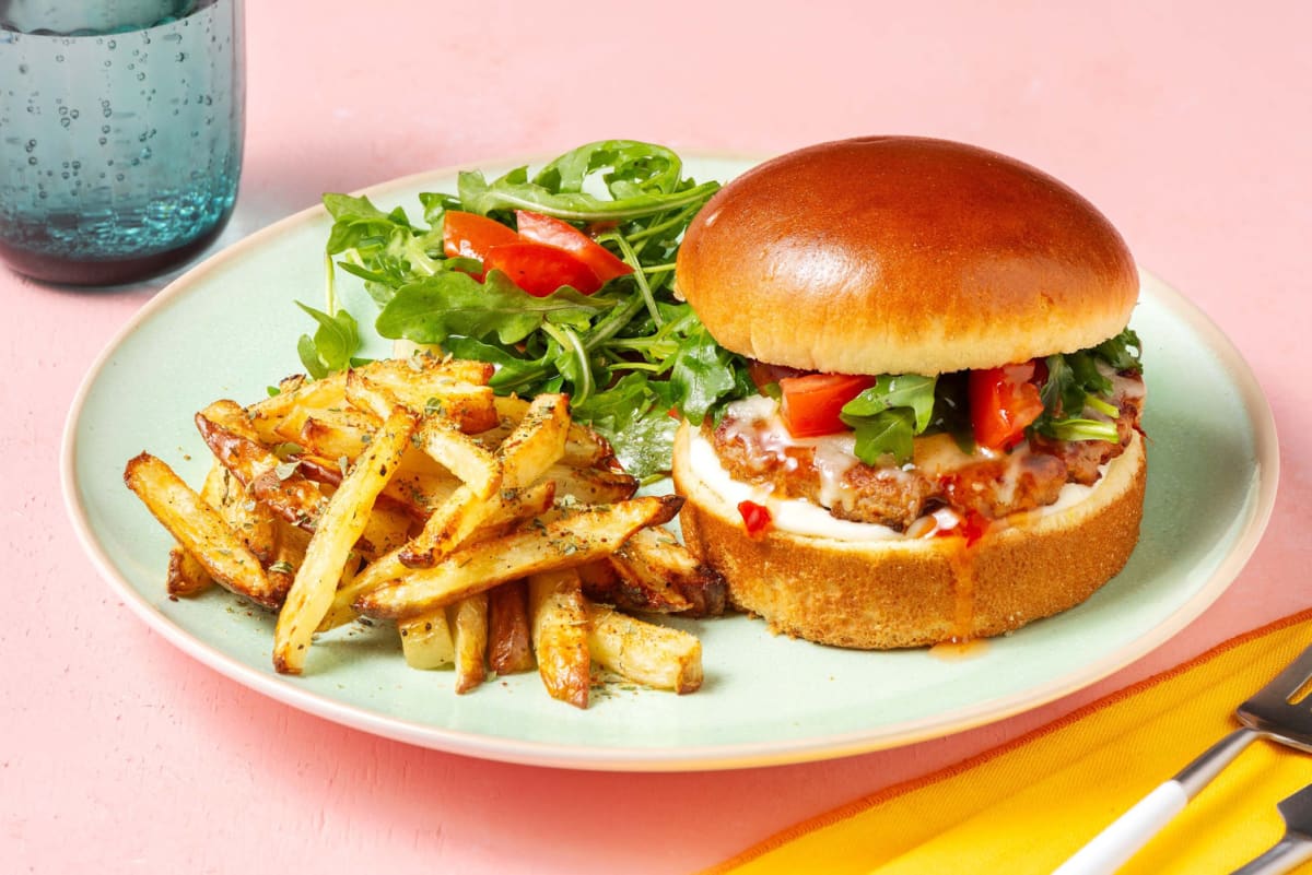 Cheesy Sweet Chilli Veggie Burger 