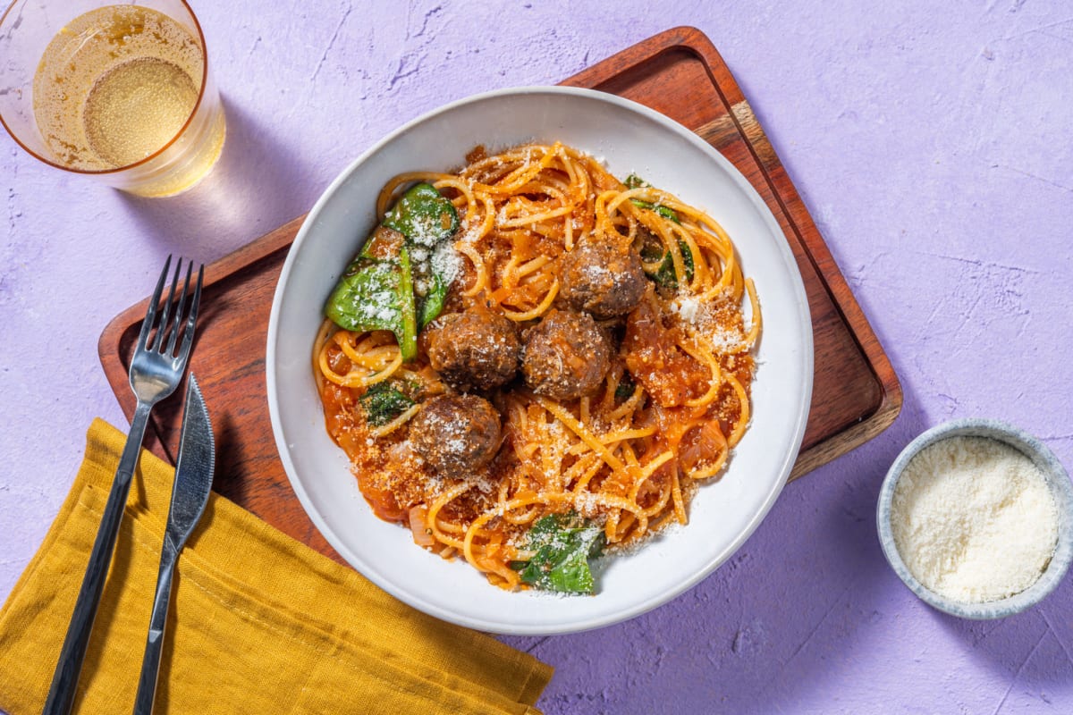 Beef Meatballs and Linguine