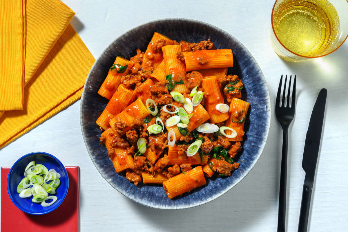 Quick Gochujang Beef Rigatoni