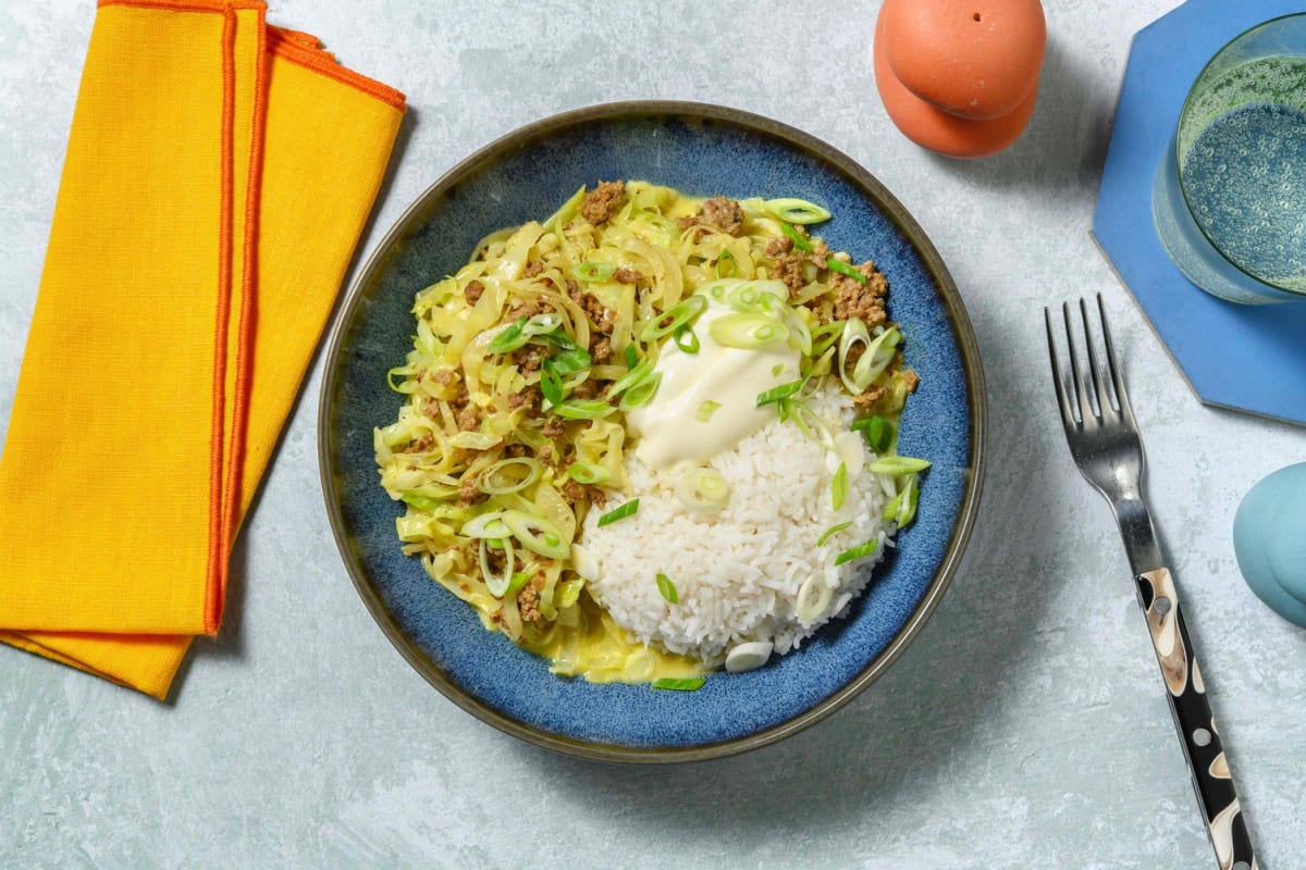 Curry-Rindshackfleischpfanne