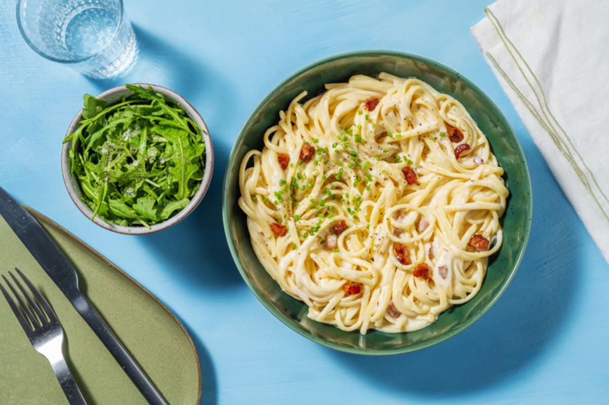 Carbonara Style Bacon Linguine