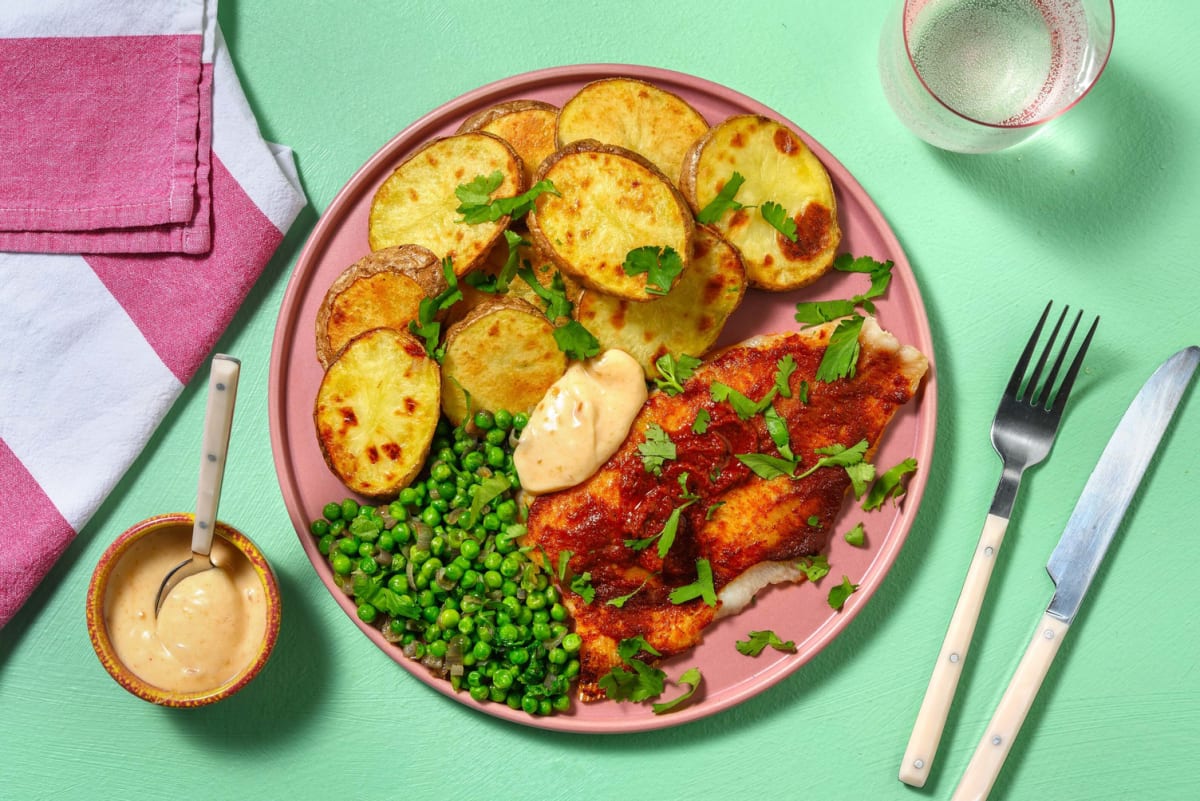 Korma Baked Basa and Chips