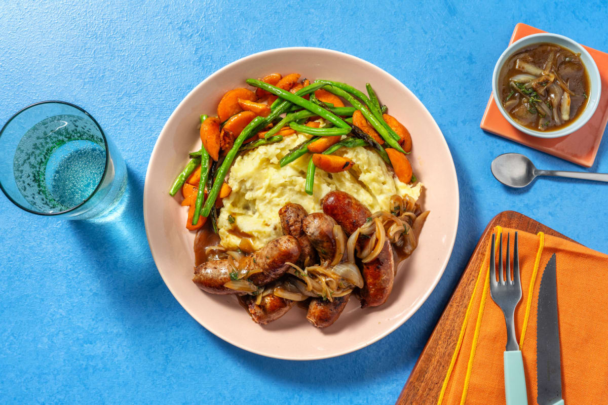 Sausages in Sage Onion Gravy