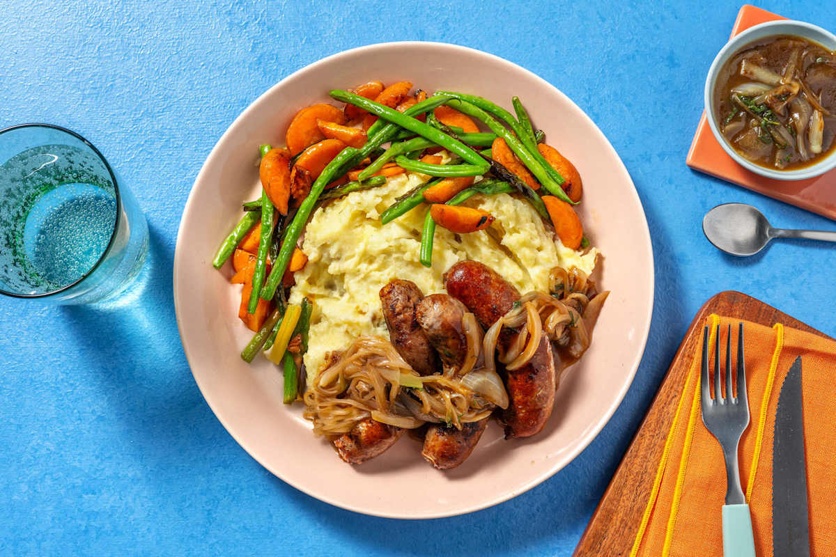 Double Sausages in Sage Onion Gravy
