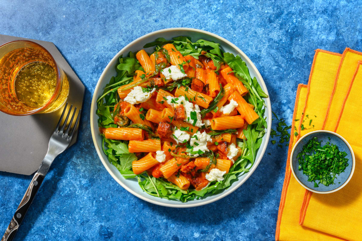 Chorizo and Mozzarella Rigatoni