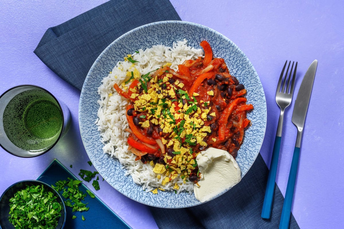 Bohnenpfanne mit Tortilla-Crunch