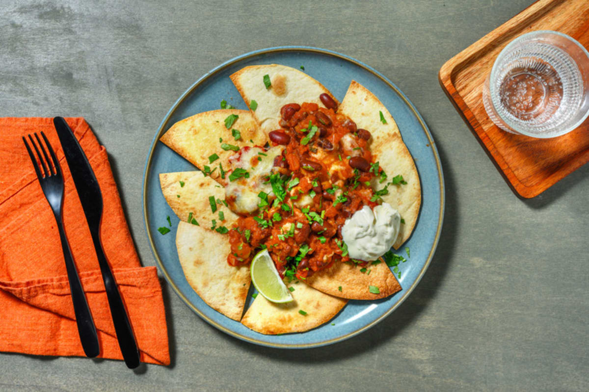 Homemade Cheesy Bean Nachos