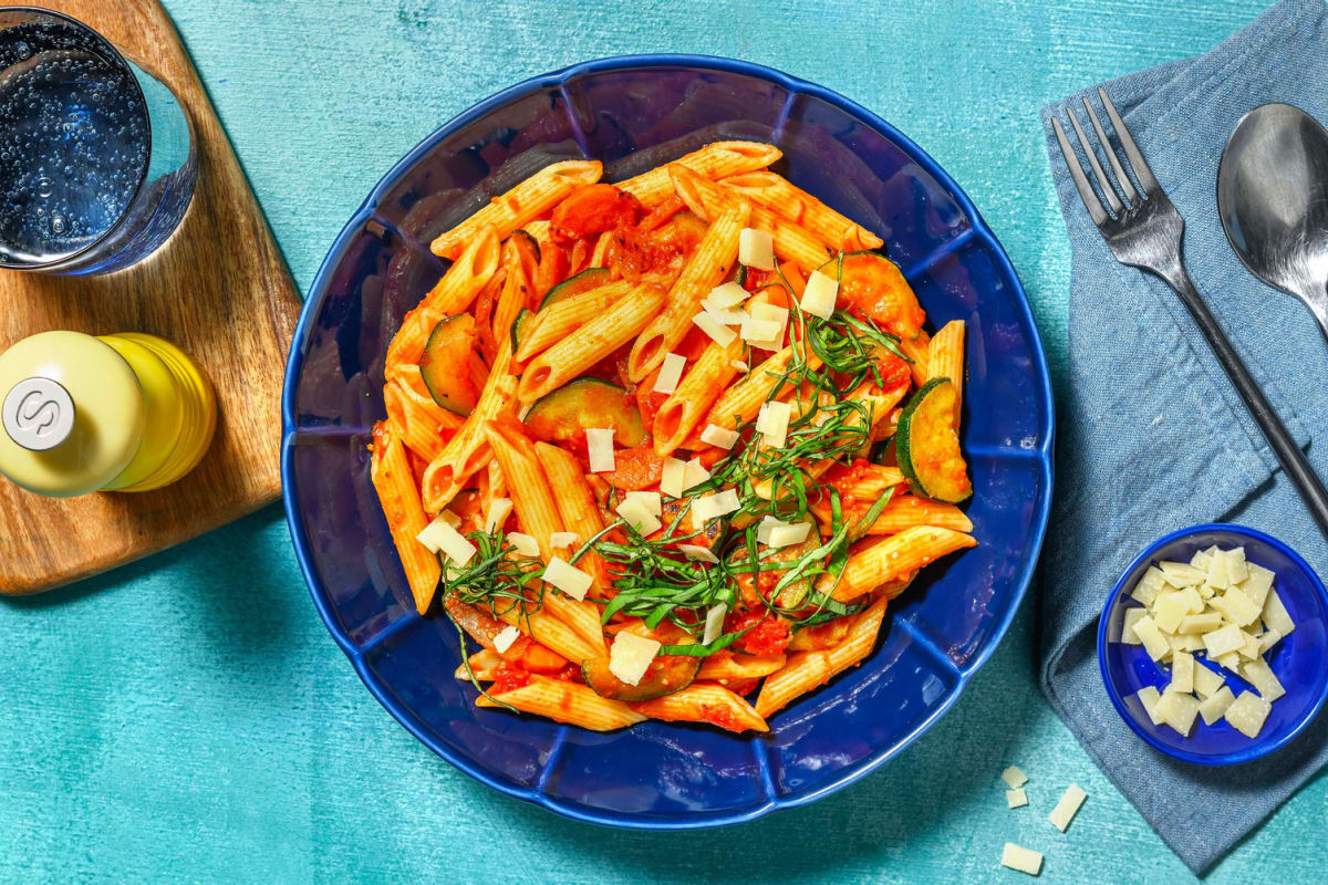 Penne en sauce tomate au pesto rouge