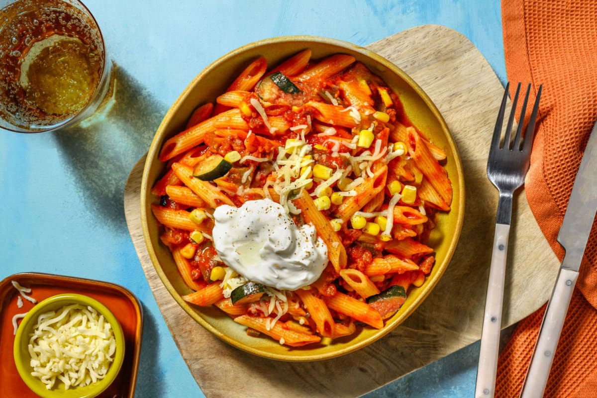 Snelle pasta met vegetarisch gehakt