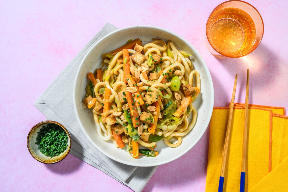 Lo mein - udon saltati e mazzancolle