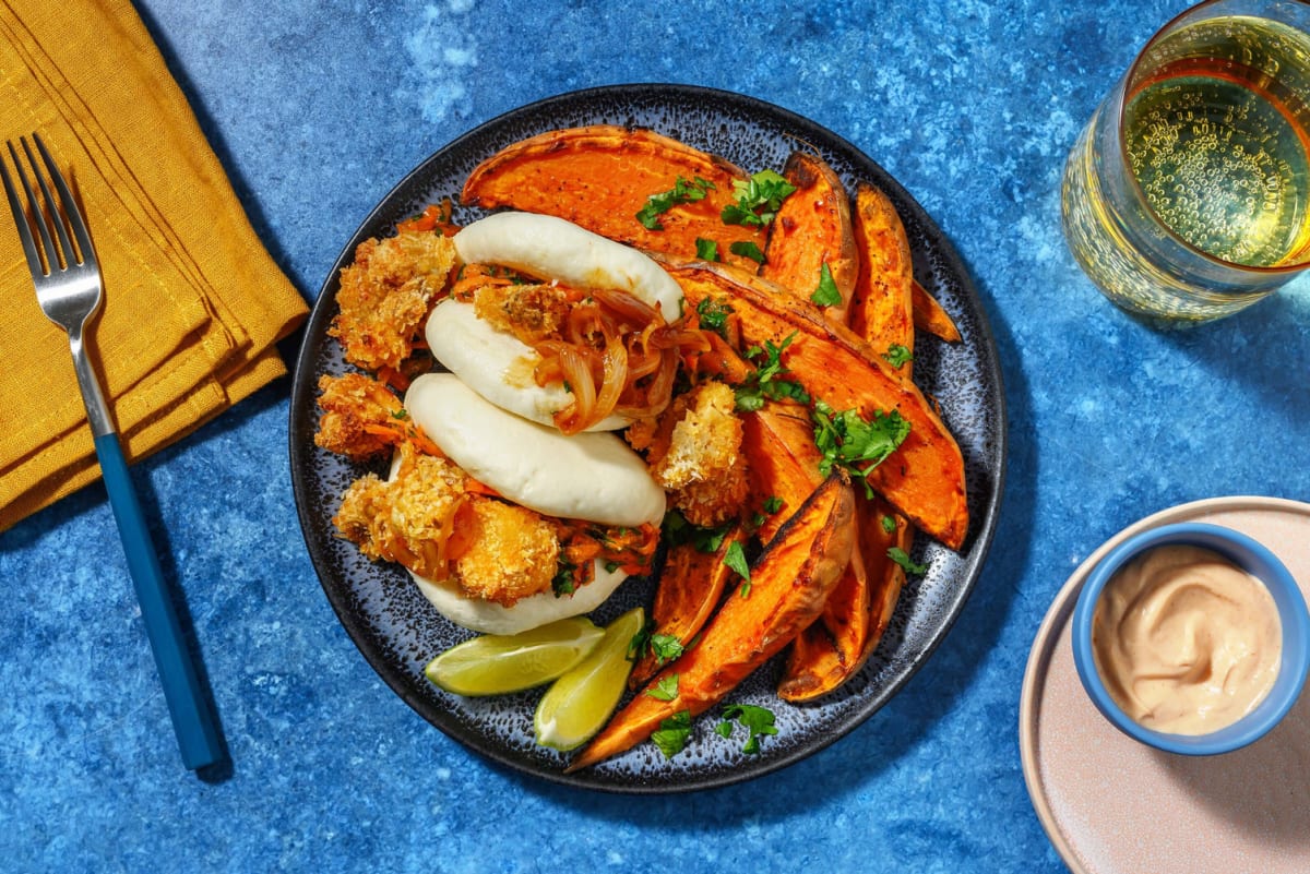 Korean Bao Buns mit Knusper-Pilzen