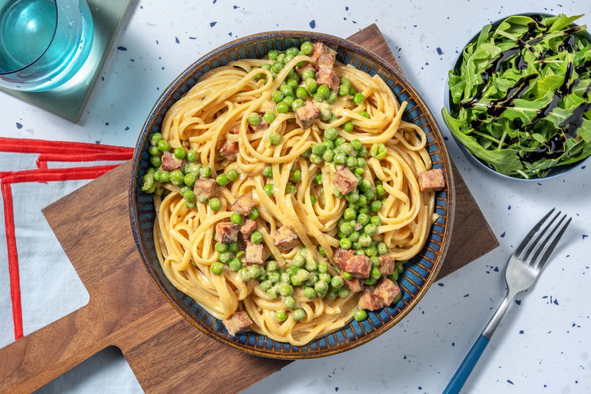 Prawn and Chorizo Linguine in Creamy Sauce