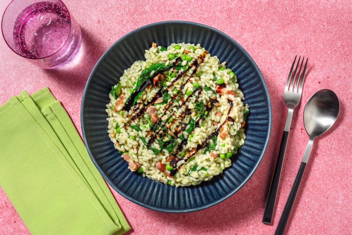 Oven-Baked Bacon and Pea Risotto