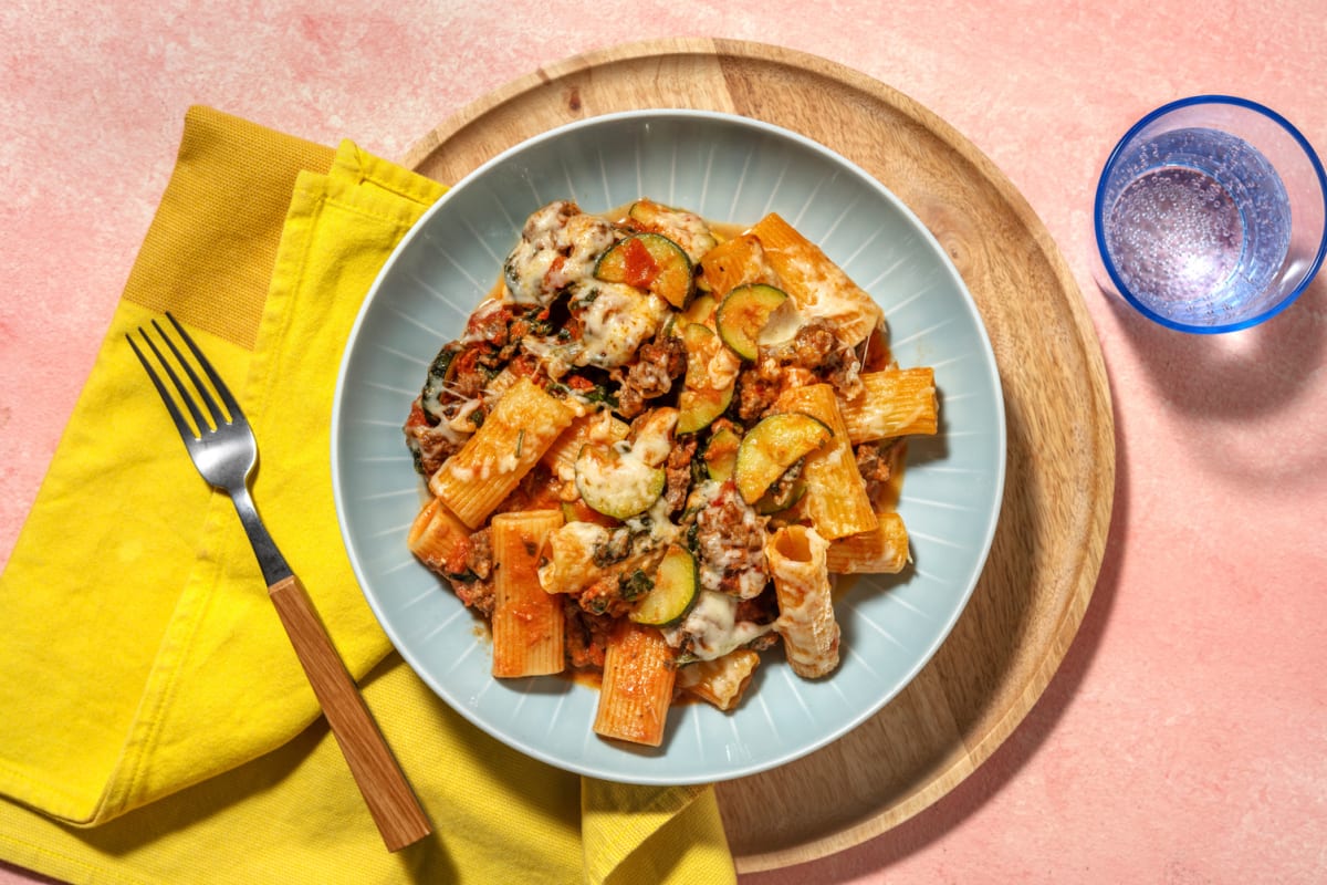 Cheesy Beyond Meat® and Rigatoni Bake