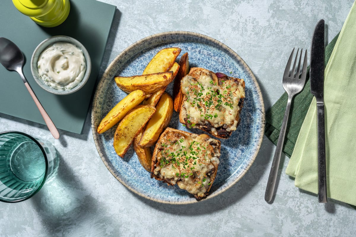 Open-Faced Chicken Breasts Mushroom Melts