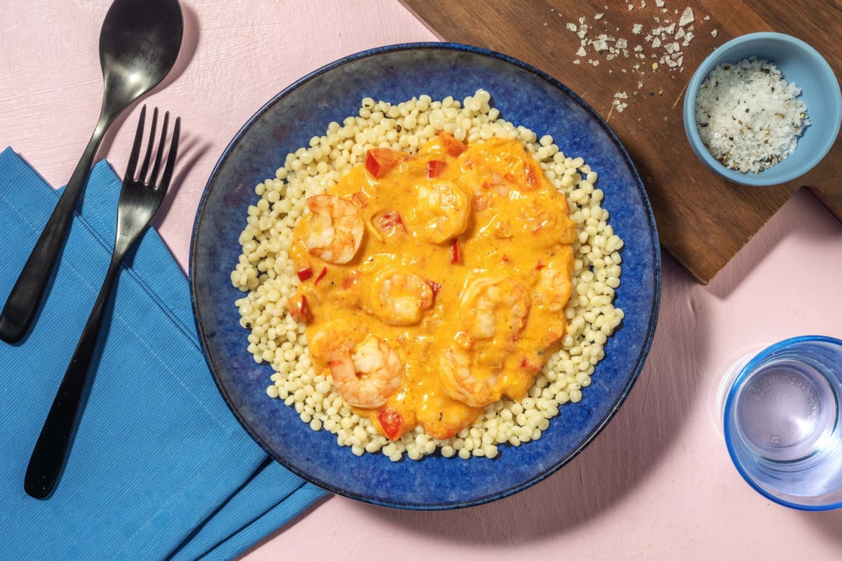 Crevettes crémeuses au pesto de tomates séchées