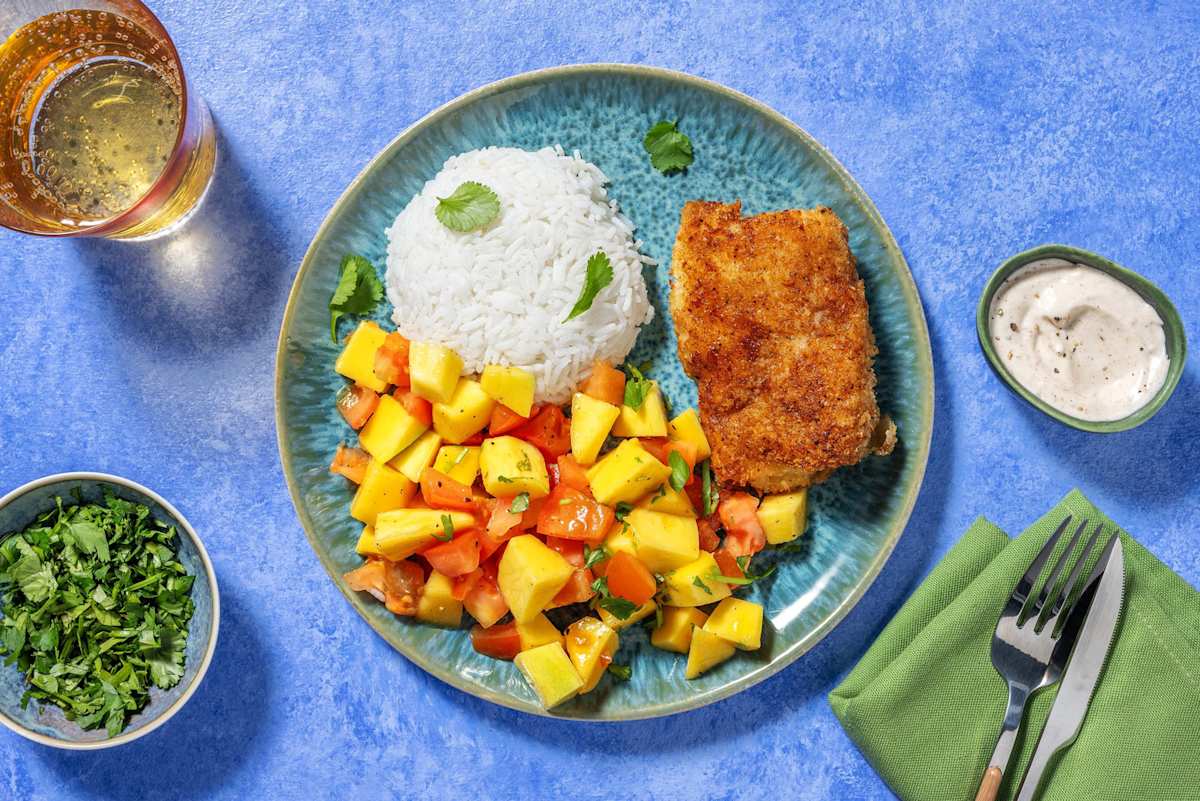 Kokospanerad sej och ingefärsris