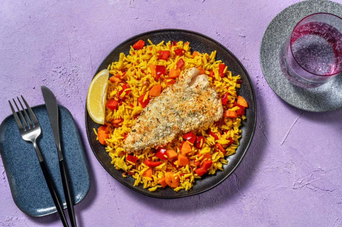 Crumbed Hake and Golden Rice