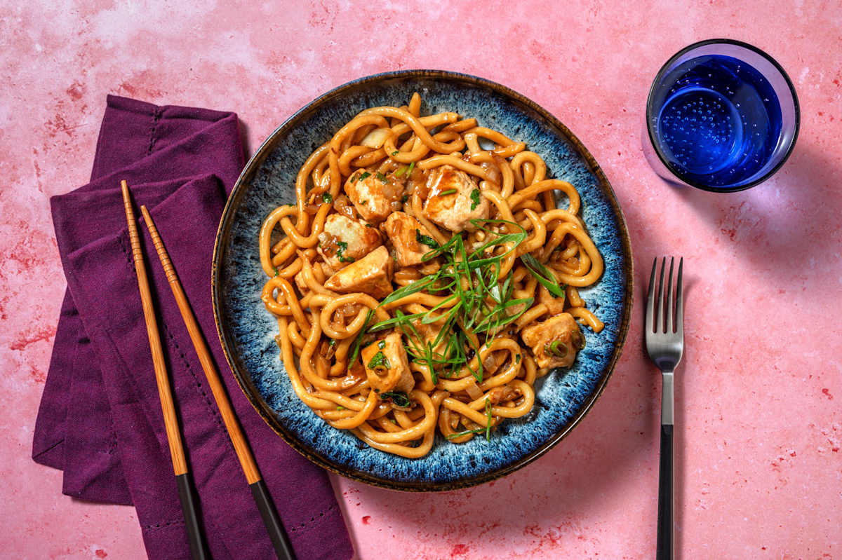 Fideos al cilantro con pollo