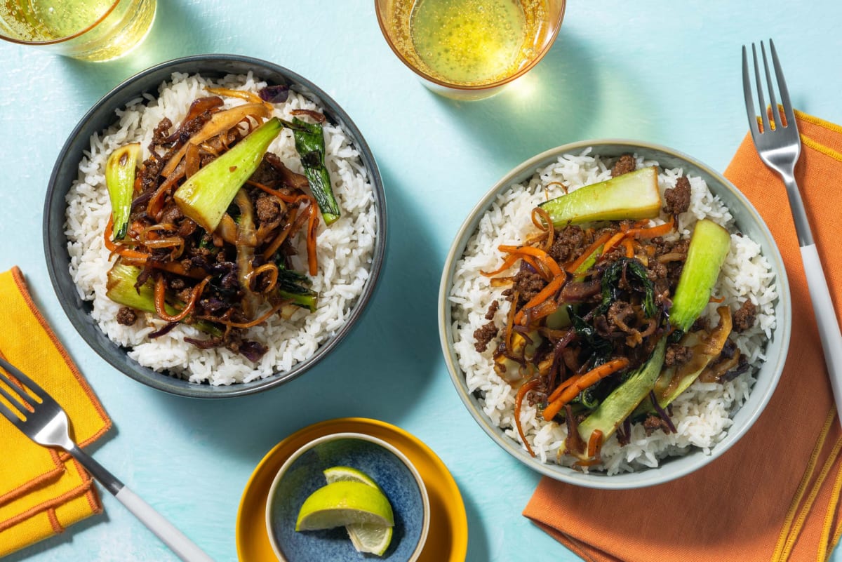 Sticky Honey Beef Rice Bowl