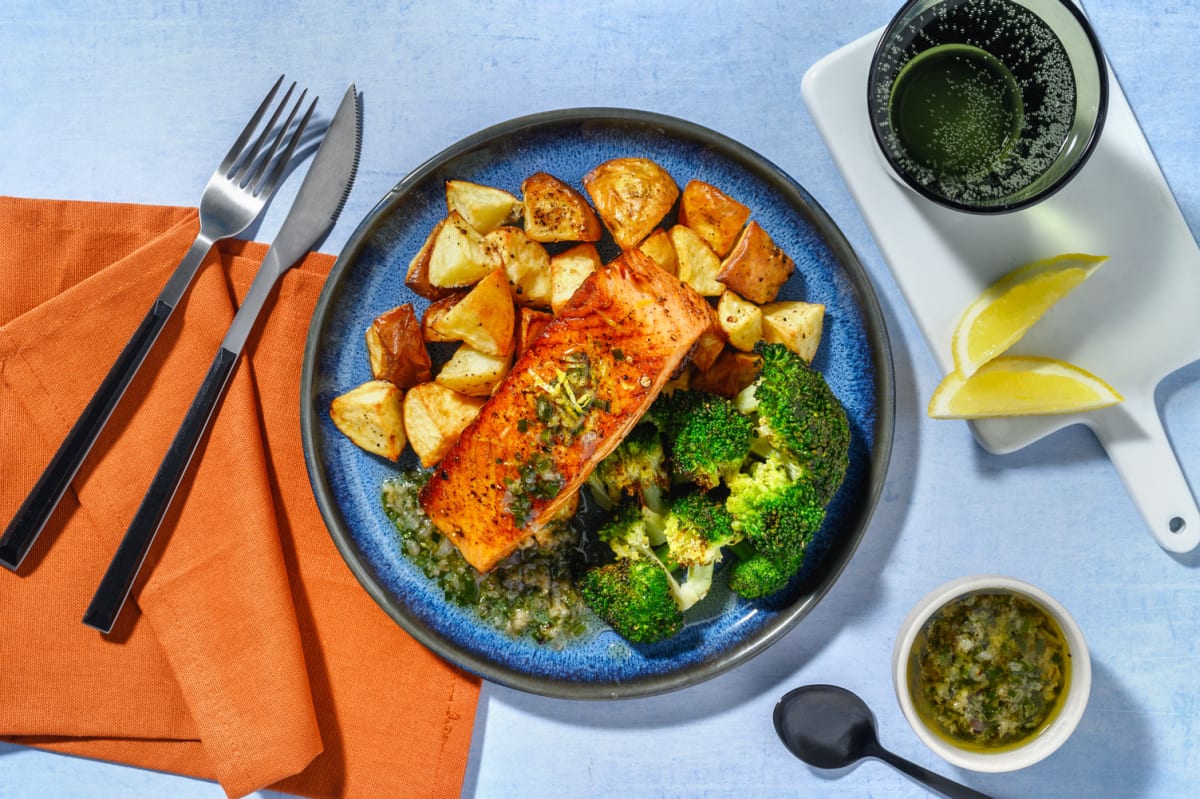 Double Salmon in Lemony Garlic Chive Butter