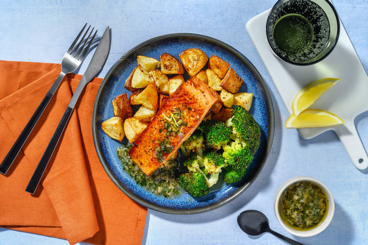 Salmon in Lemony Garlic Chive Butter Recipe HelloFresh