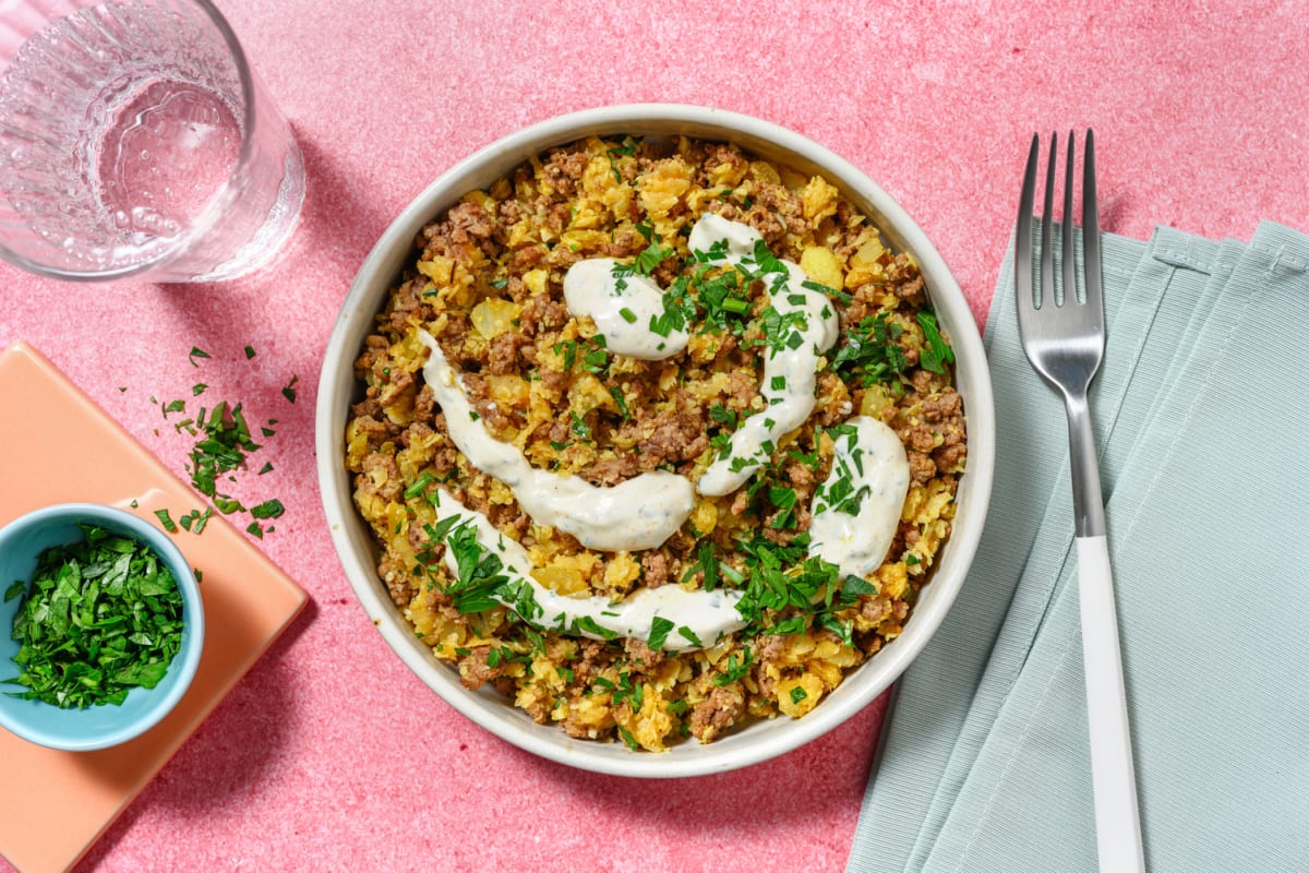 Cuscús de coliflor con carne picada