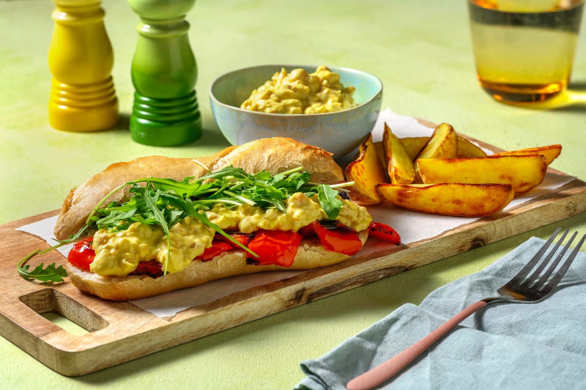 Sandwich med karrikrydrede kikerter