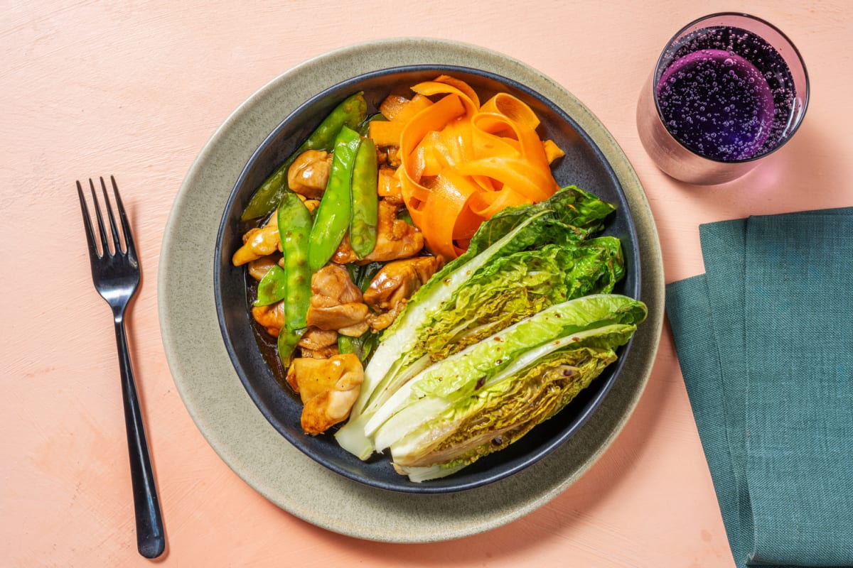 Pollo en salsa teriyaki con tirabeques