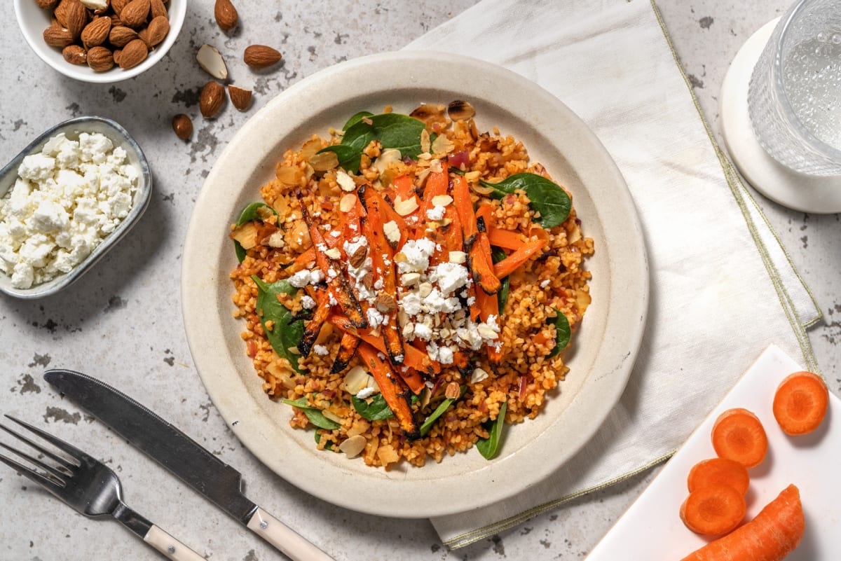 Bulgur met geroosterde wortel en feta