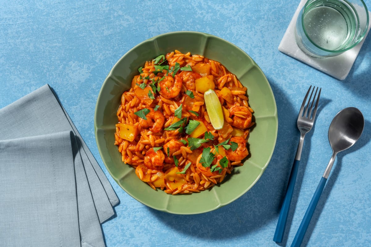Paella-style Double Prawn and Chorizo Orzo