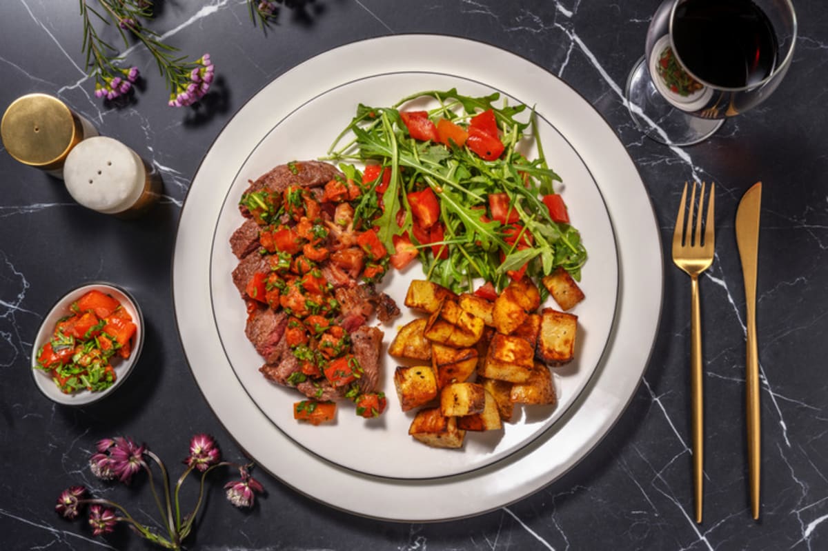 Irish Sirloin Steak and Chorizo Salsa