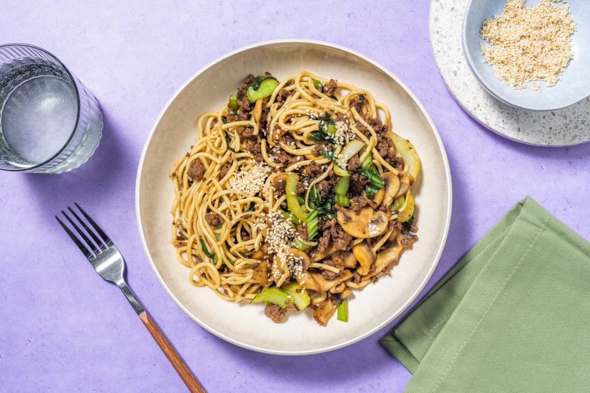 Miso Beef and Mushroom Noodles