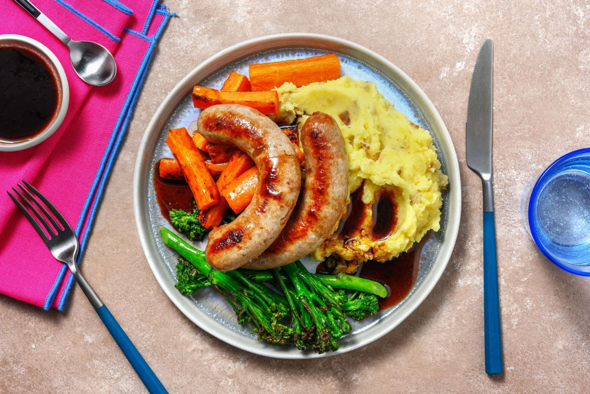 Quick Bangers and Garlic Mash