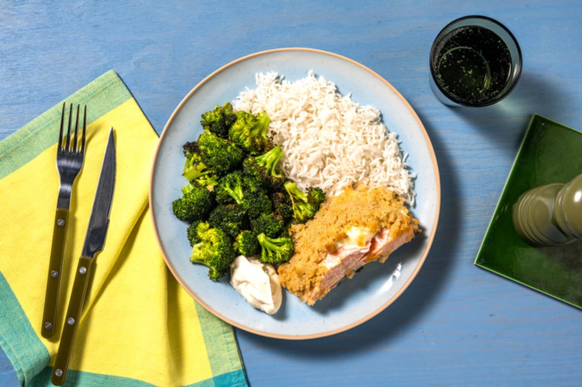Golden Crumbed Salmon and Broccoli